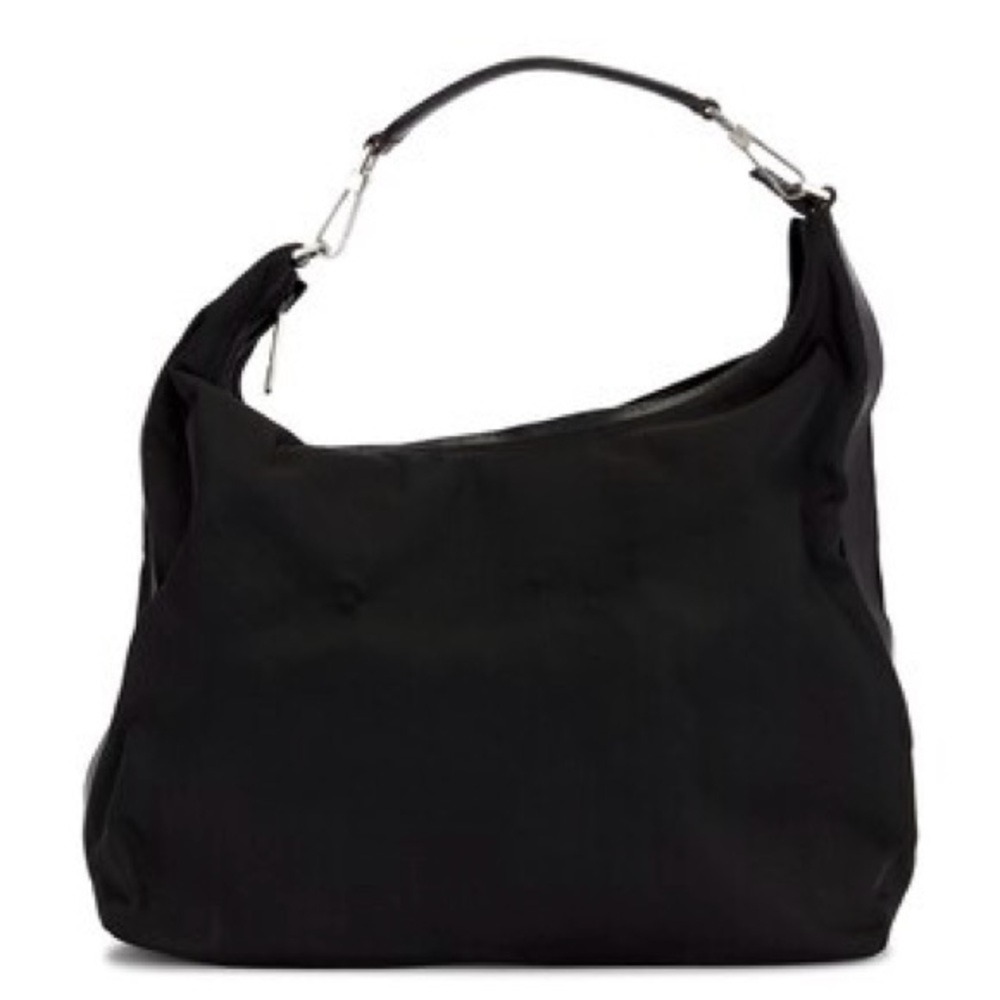 GUCCI Black Nylon Leather Hobo Bag